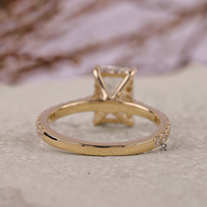 Anillo de Compromiso y Boda Minimalista para Mujer, Nanami Radiant Hidden Halo, Oro Sólido de 10K/14K/18K, Diamante Cultivado en Laboratorio de 1-5CT, Color E, VS1 - Product Image 3