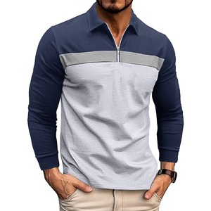 Camiseta de punto de manga corta para hombre con bloques de color, cuello redondo, ajuste regular, uso casual, ribete en contraste, granate, azul marino, gris, transpirable - Product Image 3