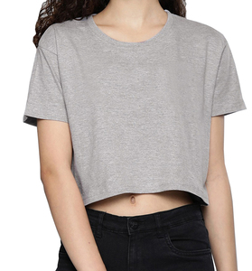 T-shirt court noir pour femme, col rond, manches courtes, tricoté, couleur unie, décontracté, pour le printemps et l'été - Product Image 5