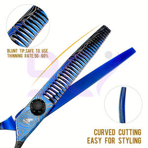 กรรไกรตัดผมคุณภาพพรีเมียม ขนาด 7.0 นิ้ว สีดำและสีน้ำเงิน น้ำหนักเบา ทนทาน จากผู้ผลิตที่ดีที่สุด ดีไซน์ทันสมัย ผลิตตามสั่ง - Product Image 5