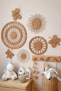 Décoration murale écologique Napperon en rotin à fleurs Tenture murale pour la maison rustique du Vietnam Articles de décoration intérieure de luxe en gros - Product Image 3