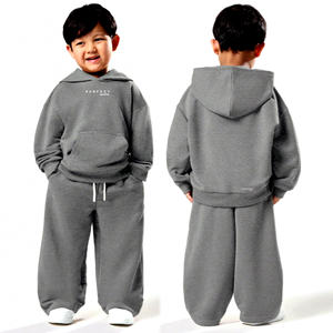 Conjunto de pantalones cargo para niños, sudadera y pantalones deportivos, conjunto con logo personalizado, pantalón cargo, sudadera con cuello redondo, conjunto de chándal de algodón y felpa. - Product Image 2