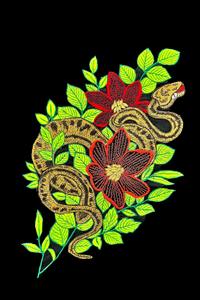 Nueva camiseta bordada con serpientes y flores para hombre, elegante camiseta de algodón negra, top moderno de estilo urbano con diseño floral colorido - Product Image 4