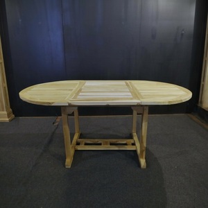 Table de salle à manger extérieure ovale extensible en teck moderne, finition bien poncée, 6 places, mobilier d'extérieur, utilisation en patio, modèle TAB31B - Product Image 1