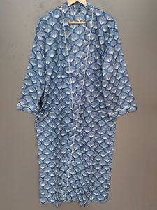 Robe kimono bleue à imprimé coquillage avec nœud devant |   Chemise à manches longues style bohème |   Robe de plage élégante pour l'été - Product Image 5