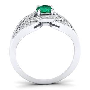 REYES ดีไซน์หรูหรา ทองคำแท้ 14K ทรงกลม ประดับมรกต 0.5 กะรัต พร้อมแหวนมอสซาไนต์ สำหรับผู้หญิง เครื่องประดับชั้นดีสุดคลาสสิก - Product Image 4