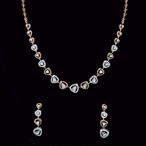 SATVIK RATNA Ensemble de collier de luxe en diamant naturel certifié IGI E-f VVS-VS taille brillant, or rose 14 carats plaqué rhodium pour femme - Product Image 2
