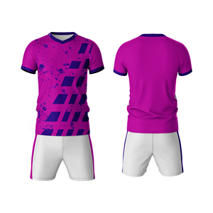 Men's Purple Geometric Print Soccer Jersey Set Quick Dry Short Sleeve <b>Athletic</b> Uniform Sublimated Design All Seasons Wear - Product Image 1