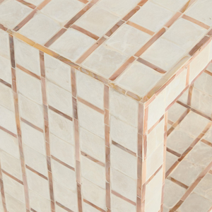 Handmade White Capiz Table Square Brick Pattern Shell <b>Mosaic</b> Accent Table For Living Room Furniture Home Decor Wholesale Style - Product Image 3