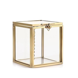 Transparent Copper Jewelry <b>Box</b>, Geometric <b>Hexagon</b> Ring Organizer Holder, Clear Glass Tabletop Storage Case for <b>Gifts</b> - Product Image 3