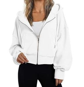 Ventes chaudes - Sweat à capuche blanc surdimensionné 500 GSM pour femme, fermeture éclair, bonne qualité, style unique, respirant, OEM, prix bas - Product Image 1