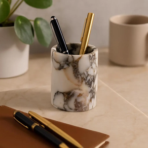 Marble Pen Holder Unique Decorating Modern Luxury Wholesale Pen Holder <b>Grey</b> Stone Square Shape Pen Holder - Product Image 6