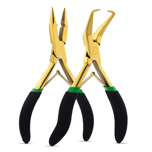 Juego de Pinzas para Remover Extensiones de Cabello de Acero Inoxidable Chapado en Oro, con Mandíbulas Rectas y Curvas, Abridor de Anillos Micro, Herramientas para Extensiones de Salón - Product Image 1