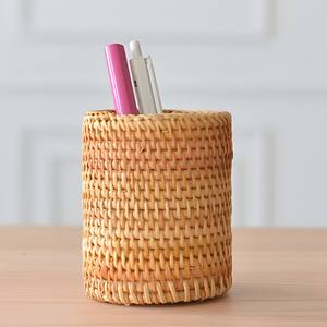Porte-crayons en rotin fait main support de bureau panier tissé pour livre et accessoires de papeterie de bureau - Product Image 2