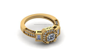 High Quality 10K Solid Gold Baguette <b>Emerald</b> Milgrain Halo Moissanite Diamond Original Fine <b>Rings</b> For Women's Wedding Engagement - Product Image 3