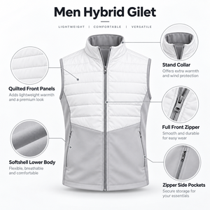 Chaleco Híbrido para Hombre que Ofrece Aislamiento Térmico, Comodidad Transpirable y Construcción Flexible para Viajes, Ocio y Actividades al Aire Libre - Product Image 6