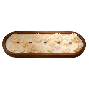 Stylish Handmade Wooden <b>Dough</b> <b>Bowl</b> for Home Decoration Custom Size Long Wooden Candle Holder with Decorative Candles - Product Image 1