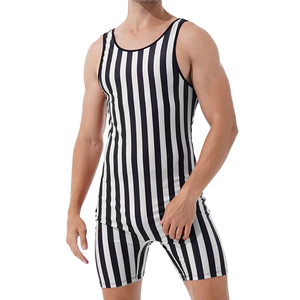 Men's <b>Black</b> <b>White</b> <b>Striped</b> Wrestling Singlet Sleeveless One Piece Compression Stretch Quick Dry Athletic Training Uniform men - Product Image 4