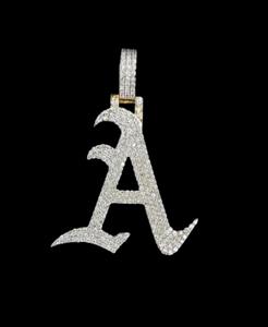 Pendentif Lettre Initiale Moissanite VVS Effet Givré Plaqué Rhodium Breloques Personnalisables Hommes Femmes Bijoux en Argent Sterling 925 - Product Image 4