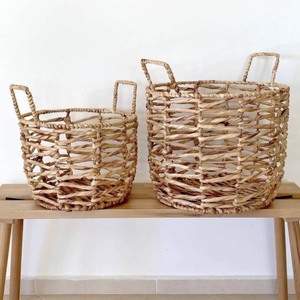 Cesta de almacenamiento de jacinto de agua tejida a mano de lujo grande superventas cesta de ropa de lavandería para el hogar circular sostenible de alta calidad - Product Image 6