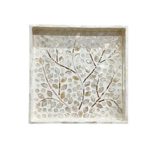 GRANDE VENTE Feuille Motif Bois Nacre Plateau De Service, Plateau Décoratif Du Vietnam Artisanat En Gros - Product Image 1