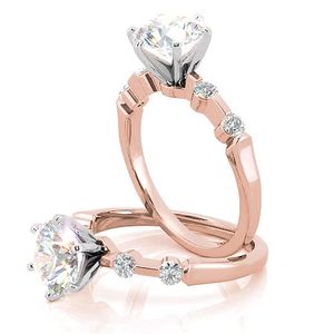แหวนหมั้นเพชรทรงแท่งกลมเจียระไนแบบบริลเลียนท์ 14k/18k ดีไซน์หรูหราทันสมัย สำหรับผู้หญิงและเด็กผู้หญิง สวมใส่ในงานแต่งงาน - Product Image 3