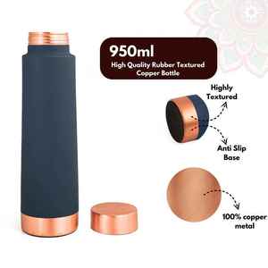 <b>Rubber</b> Coated Copper Water Bottle Soft Touch <b>Matte</b> Finish Leakproof Copper Drink Bottle For Travel Office Gym And Home - Product Image 2