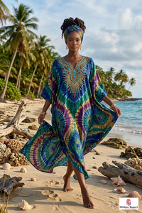 Premium Stylish Women <b>Kaftan</b> Dress Printed Beach Wear Elegant Loose Fit Soft Fabric <b>Summer</b> Cover Up Island Bulk Export Supply - Product Image 5