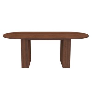 Tavolo da Pranzo Ovale Moderno Stile Fattoria da 62,9 Pollici per 6 Persone, Piano in MDF Impiallacciato Noce e Base in MDF, Tavolo da Pranzo Impermeabile - Product Image 4