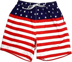 Shorts de bain pour hommes adultes, imprimé drapeau, 100% polyester, séchage rapide, respirant, cordon de serrage, short de plage, doublure en maille à l'avant, shorts décontractés - Product Image 1