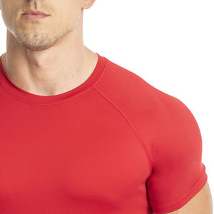 T-shirt streetwear en coton premium pour homme, rouge, manches raglan, coupe slim, idéal pour la gym, vente en gros, logo personnalisé - Product Image 3