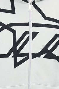 Sweat à capuche zippé gris clair surdimensionné et ample, imprimé étoiles, en coton mélangé respirant pour hommes – Vente en gros, fournisseur personnalisé - Product Image 5