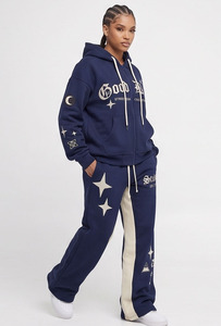 Premium Women's Winter Printed <b>Plus</b> <b>Size</b> Flare <b>Pants</b> Two <b>Piece</b> Hoodie <b>Set</b> Custom Sportswear Wide Leg Cotton Streetwear - Product Image 5