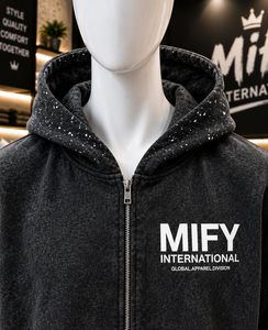 Nouveau 2026 – Sweat à capuche zippé pour homme, délavé et vieilli, style streetwear premium, personnalisable, vente en gros - Product Image 2