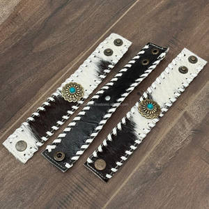 Brazalete de muñeca de piel de vaca Vintage personalizado al por mayor de alta calidad para banda ajustable de borde trenzado de cuero genuino Unisex - Product Image 6