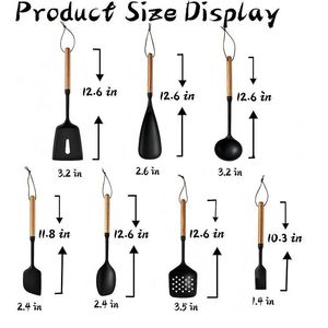 Set di Utensili da Cucina in Silicone Alimentare Premium, Non Tossico e Resistente al Calore, con Manico in Legno - Product Image 2