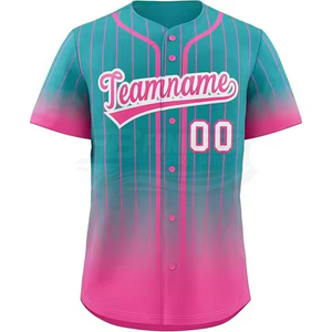Custom Baseball Jersey Men's Short Sleeve Team Name Print Breathable Polyester Uniform Adult Regular Fit Black Pink Gradient - Product Image 5