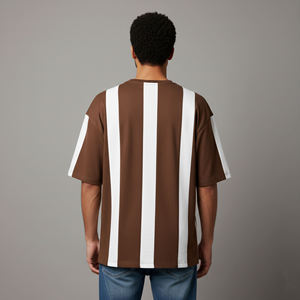 Camiseta de Hombre 100% Algodón, Tejida, Oversize, Bicolor, Color Sólido, Impresión Digital Personalizada, Estilo Casual Urbano, Venta al Por Mayor OEM - Product Image 2