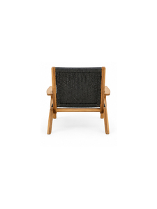 Sillón Moderno Escandinavo de Madera con Tapicería de Tela Negra, Estructura de Madera Sólida, Mueble para Interiores y Exteriores - Product Image 6