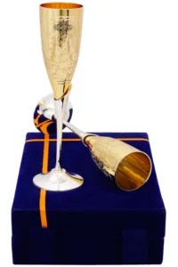 Ensemble exclusif de verres à Cocktail pour le vin de Champagne, plaqués argent, poli or, 2 articles de Bar au prix de gros pour le Bar et la maison