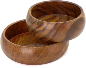 Bol en bois d'acacia, bol de service en bois massif, saladier, bol à fruits, vaisselle de cuisine artisanale, vente en gros - Product Image 6