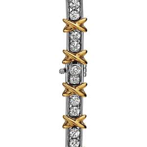 Pulsera de tenis vintage de plata de ley bicolor con corte redondo para mujer - Regalo para fiesta - Product Image 2