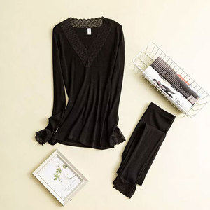 Nuevo Conjunto Térmico de 2 Piezas para Mujer, 100% Algodón, Tejido Waffle Grueso, Transpirable, para Invierno y Fitness, Cuello Redondo - Product Image 3