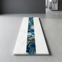 Planche à découper de luxe en marbre avec incrustation d'agate naturelle, planche décorative en pierre pour la cuisine, le service des aliments, du fromage et la maison