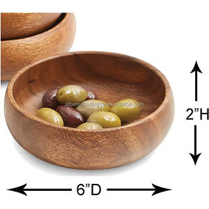 High Quality Sustainable Wooden Salad Serving <b>Bowl</b> <b>Set</b> Eco-Friendly Commercial Food Use Light Weight Organic Shapes Directly - Product Image 4