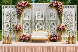 Stunning <b>Mirror</b> Mosaic Arches for Perfect Dreamy Backdrop Elegant White <b>Mirror</b> Wedding <b>Panels</b> with Gold Chairs <b>Mirror</b> Screens - Product Image 5