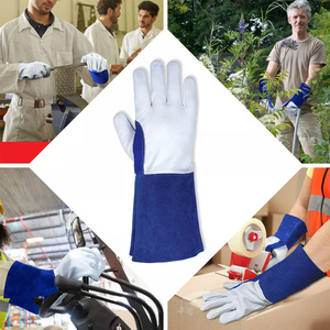 Gants de soudage TIG en cuir pleine fleur et croûte de bovin, anti-étincelles et ignifuges pour la lutte contre les incendies, le jardinage et la protection des mains - Product Image 5