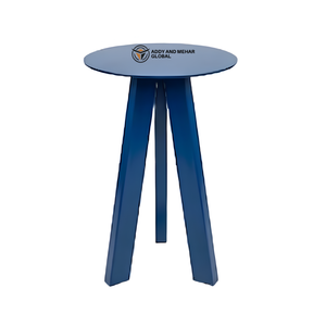 Modern Blue Iron Metal <b>Stool</b> with Angled Legs Round Top Contemporary Industrial Side <b>Stool</b> Designer Accent Seating for Home Cafe - Product Image 1