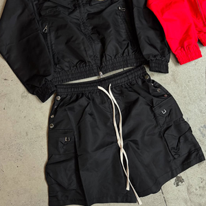 Custom Streetwear <b>Patch</b> Embroidery Logo Windbreaker and Shorts Set Heavyweight Nylon Polyester Tracksuit for Men - Product Image 6