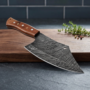 Couteau à découper artisanal en acier inoxydable avec manche en bois et étui en cuir, couteau de boucher personnalisé pour hacher la viande, couteau de chef de cuisine OEM ODM - Product Image 2